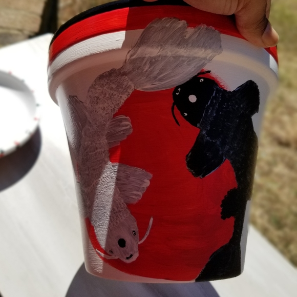 Ying Yang Koi Handpainted Planter - Picture 5 of 6